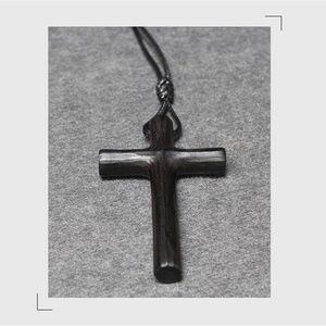 Ebony Cross Pendant Or Handmade Religious Necklac
